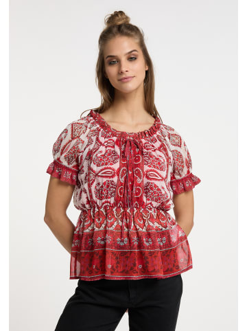 usha FESTIVAL Damen Blusenshirt Mit Rüschenärmeln in Rot Mehrfarbig