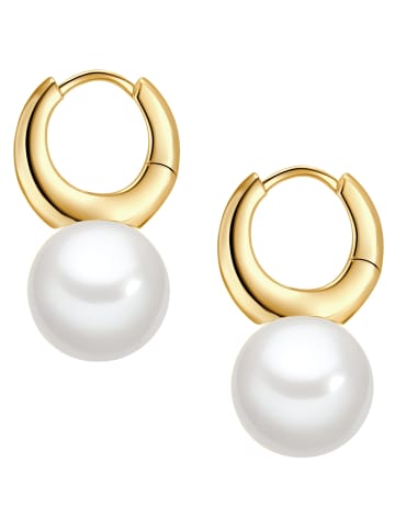 Lulu & Jane Ohrringe aus Messing Muschelkernperle in gelbgold