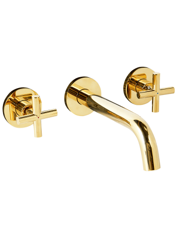 Beliani Wasserhähne KAIETEUR in Gold - (W) 30 x (H) 9 x (L) 21 cm