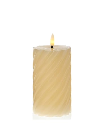 MARELIDA LED Kerze TWIST Echtwachs gedreht flackernd H: 15cm in creme