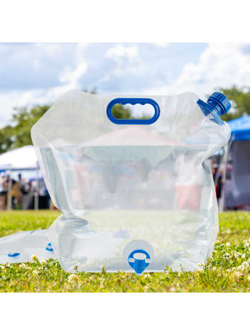 relaxdays 4 x Wasserkanister in Transparent/ Blau - 10 l