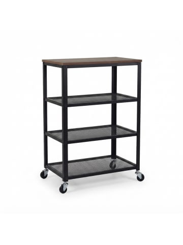 relaxdays Rollwagen in Schwarz/ Braun - (B)60 x (H)85 x (T)40 cm
