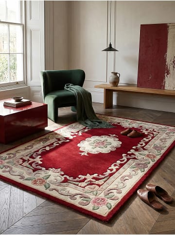 KADIMA DESIGN Wollteppich Kurzflor BEAULY Naturfaser Traditionell Wohnzimmer in Rot-Beige