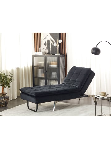 Beliani Chaiselongue LOIRET in Schwarz/Silber - (W) 179 x (H) 93 x (L) 76 cm