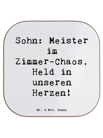 Mr. & Mrs. Panda Untersetzer Sohn Chaosheld mit Spruch in Weiß