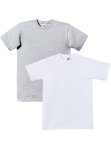 Fruit of the Loom Single-Jersey Unisex-T-Shirt, 2er-Pack in grau/weiß