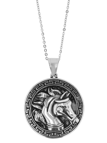 Adeliás Unisex Anhänger – Pferd Gravuranhänger aus Edelstahl in silber