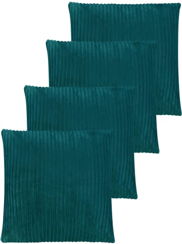 Aspero 4er Set Kissenbezüge aus Flanell 60x60 cm Salta in Petrol