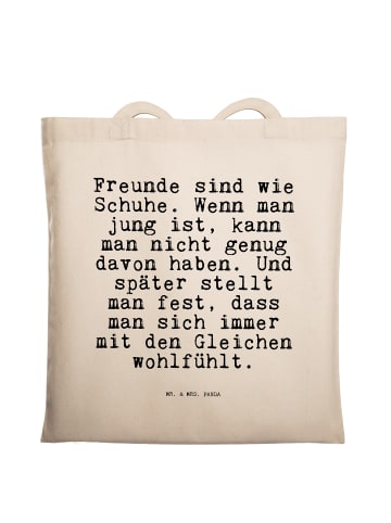 Mr. & Mrs. Panda canvas tasche Freunde sind wie Schuhe.... mit S... in Creme