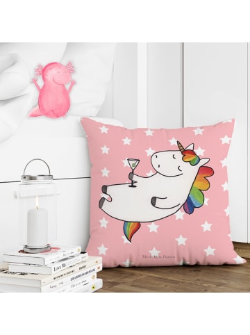 Mr. & Mrs. Panda Kissen 40x40 Einhorn Blümchentail ohne Spruch in Rot Pastell