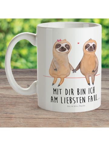 Mr. & Mrs. Panda Trinklernbecher Faultier Pärchen mit Spruch in Weiß