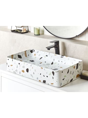 Beliani Waschbecken NULES in Weiß/Bunt - (W) 51 x (H) 11 x (L) 34 cm