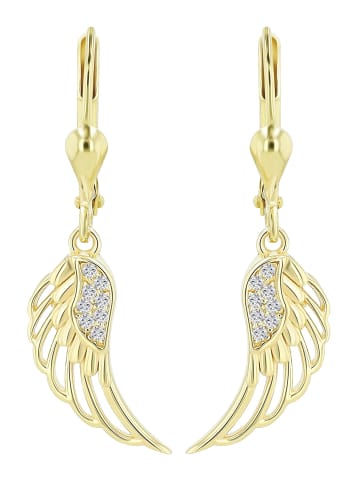 Adeliás Damen Ohrringe – Ohrhänger Flügel aus 925 Silber mit Zirkonia in silber