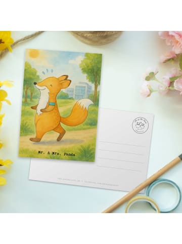 Mr. & Mrs. Panda Grußkarte Fuchs Joggen Design ohne Spruch in Weiß