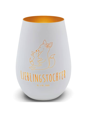 Mr. & Mrs. Panda Windlicht Gold Fuchs Mama mit Spruch in Weiß