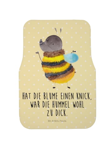 Mr. & Mrs. Panda Fußmatte Fürs Auto Hummel flauschig mit Spruch in Gelb Pastell