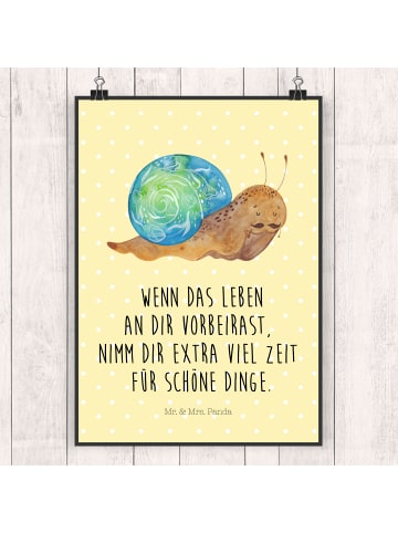 Mr. & Mrs. Panda Bild Schnecke Sir mit Spruch in Gelb Pastell