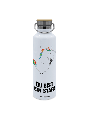 Mr. & Mrs. Panda Trinkflasche Einhorn Sänger mit Spruch in Weiß