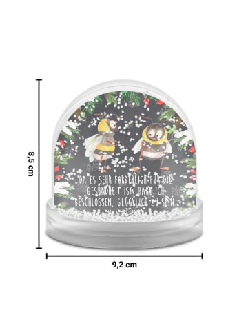 Mr. & Mrs. Panda Schneekugel Hummeln Kleeblatt mit Spruch in Kreidetafel