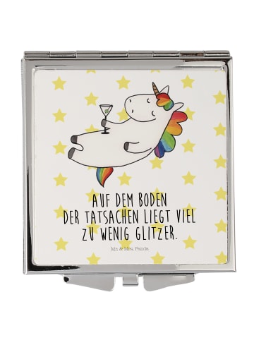 Mr. & Mrs. Panda Frauenspiegel Einhorn Blümchentail mit Spruch in Weiß