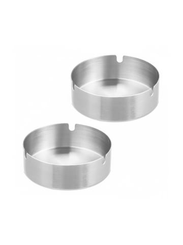 relaxdays 6 x Aschenbecher in Silber - (H)3,5 x Ø 10 cm
