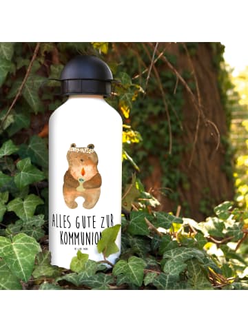 Mr. & Mrs. Panda Getränkeflasche Bär Kommunion mit Spruch in Weiß