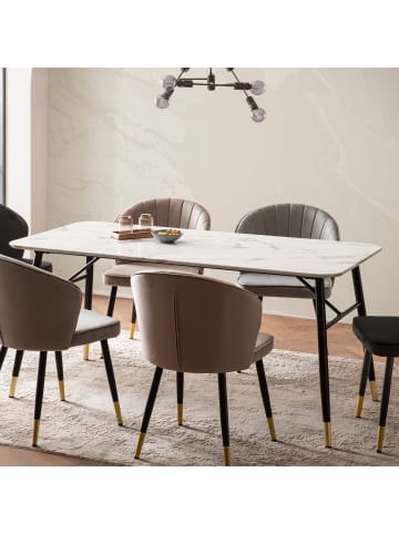 KADIMA DESIGN Esszimmertisch 120x60x76 cm Esstisch in Marmor-Optik Modern, in Weiß