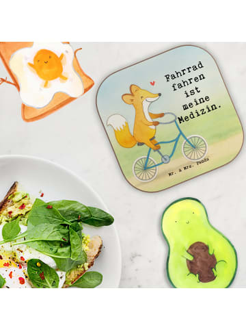 Mr. & Mrs. Panda Untersetzer für Gläser Fuchs Fahrrad fahren Des... in Weiß