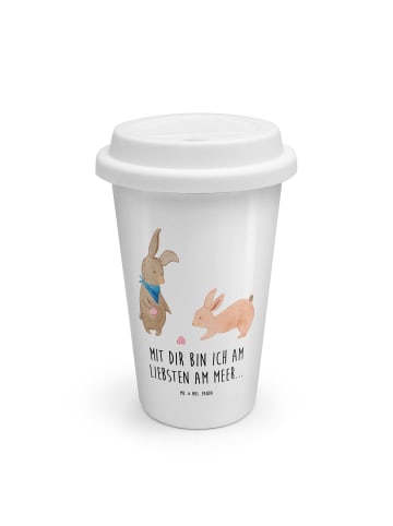 Mr. & Mrs. Panda To Go Becher Hasen Muschel mit Spruch in Weiß