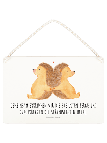 Mr. & Mrs. Panda Schild Igel händchenhaltend mit Spruch in Weiß