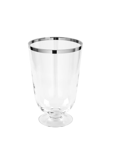 Fink Vase "Royal" mit Platinumrand in Transparent - H. 30 cm - D. 20 cm