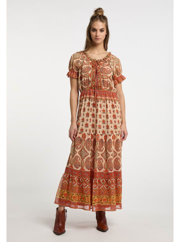 usha FESTIVAL Damen Maxikleid Mit Allover-Print in Orange Mehrfarbig