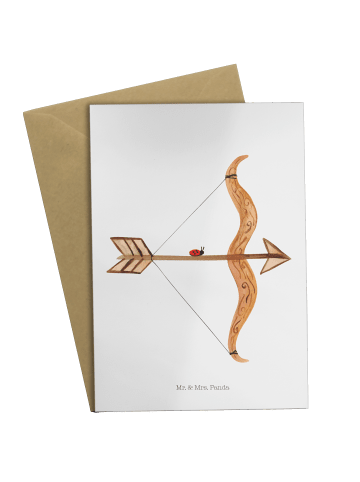 Mr. & Mrs. Panda Grußkarte Sternzeichen Schütze ohne Spruch in Weiß