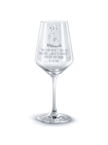 Mr. & Mrs. Panda Rotwein Glas Schwein Glück mit Spruch in Transparent