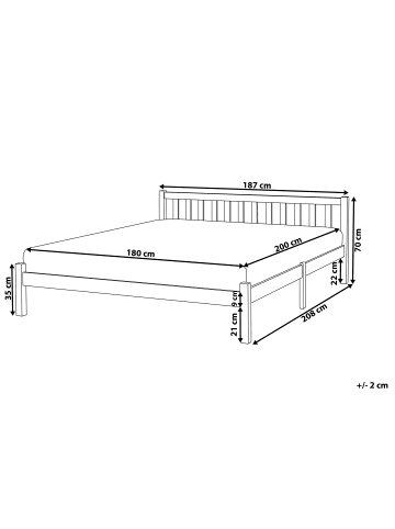 Beliani Doppelbett FLORAC in Braun - (W) 187 x (H) 70 x (L) 208 cm