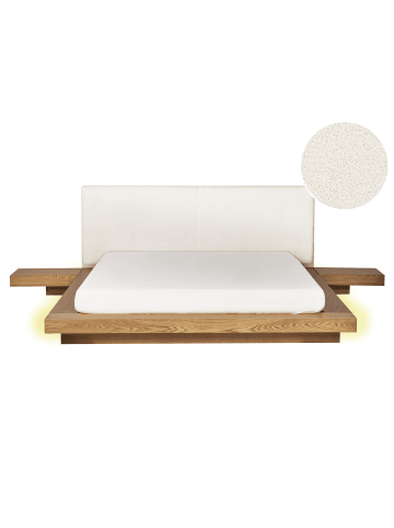 Beliani Doppelbett ZEN in Braun/Weiß - (W) 308 x (H) 86 x (L) 229 cm