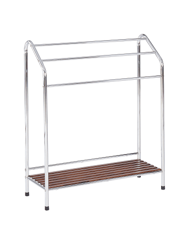 Beliani Handtuchständer MURIVA in Silber/Braun - (W) 72 x (H) 85 x (L) 27 cm
