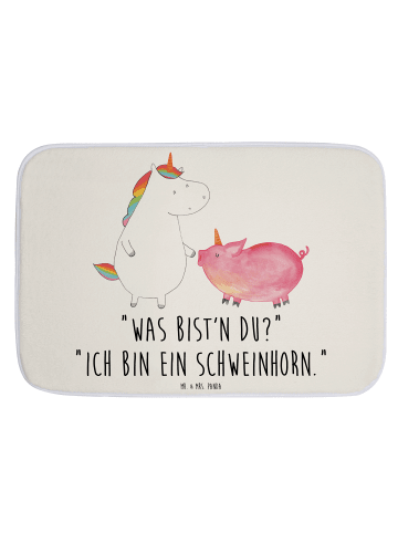 Mr. & Mrs. Panda Badematte Einhorn Schwein mit Spruch in Weiß