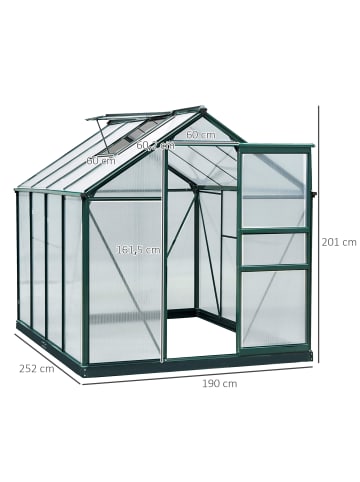 Outsunny Gewächshaus 190L x 252B x 201H cm Grün+Transparent