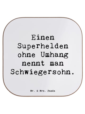 Mr. & Mrs. Panda Untersetzer Held Schwiegersohn mit Spruch in Weiß