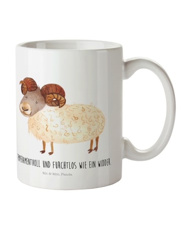 Mr. & Mrs. Panda Plastikbecher Sternzeichen Widder mit Spruch in Weiß