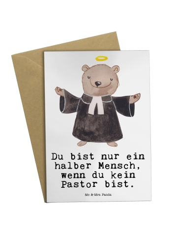 Mr. & Mrs. Panda Klappkarte Pastor Herz mit Spruch in Weiß