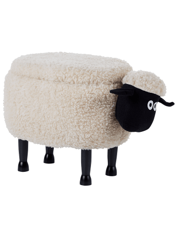 Beliani Tierhocker SHEEP in Beige/Schwarz/Heller Holzfarbton