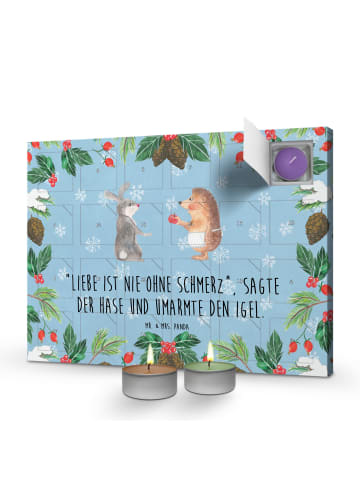 Mr. & Mrs. Panda Duftkerzen Adventskalender Hase Igel mit Spruch in Eisblau