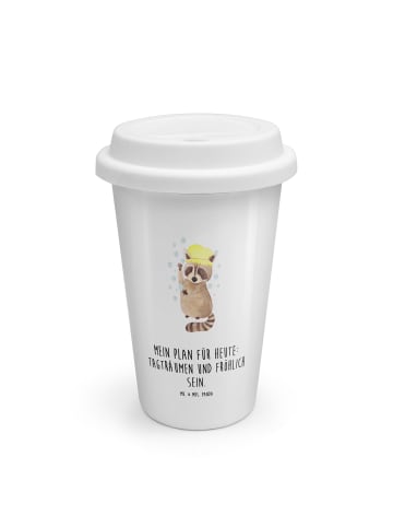 Mr. & Mrs. Panda Thermo Kaffeebecher Waschbär mit Spruch in Weiß