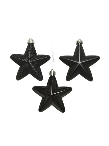 MARELIDA 6er Set Weihnachtsbaumschmuck Sterne bruchfest H: 7,5cm in schwarz