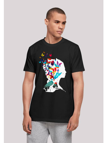 F4NT4STIC T-Shirt Schmetterling Silhouette TEE UNISEX in schwarz