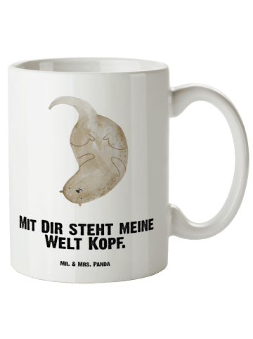 Mr. & Mrs. Panda Kaffeepott Otter Kopfüber mit Spruch in Weiß