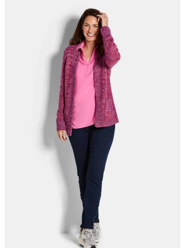 GOLDNER Langarm Melange-Cardigan, flauschig in beere / gemustert