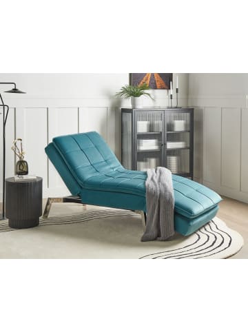 Beliani Chaiselongue LOIRET in Blau/Silber - (W) 179 x (H) 93 x (L) 76 cm